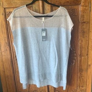 Eileen Fisher Beige and Gray Knit Top